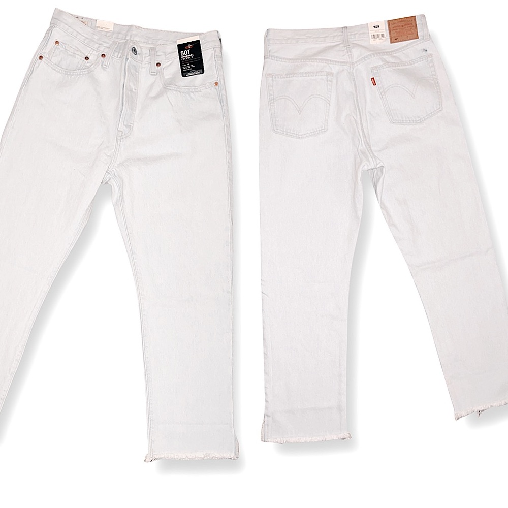 Levis Premium 501 Original Cropped Light Indigo - Blue - Picture 5 of 16